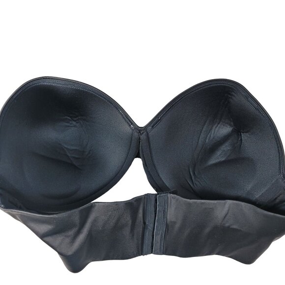 Cacique Strapless Bra Black Size 40F Plunge Padded Underwire Smooth Cup - Picture 3 of 6